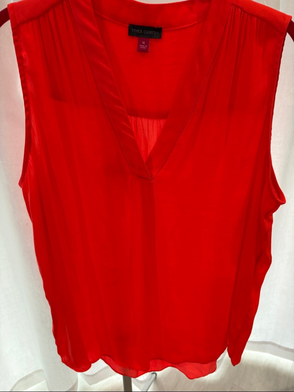 Vince Camuto bright reddish orange Sleeveless V-Neck Blouse